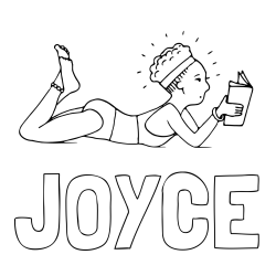 Online Created Coloring Page - JOYCE Coloring Page and Girl Reading a Book on the Beach Coloring Page
