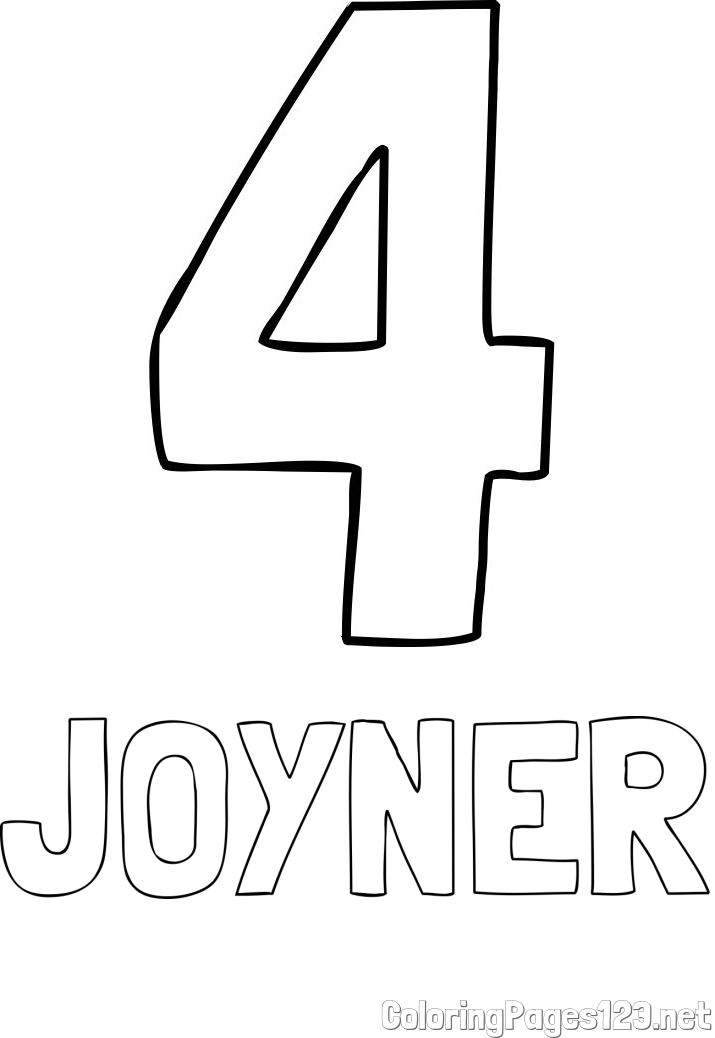 JOYNER Coloring Page alongside Coloring Page of Number Four (4)
