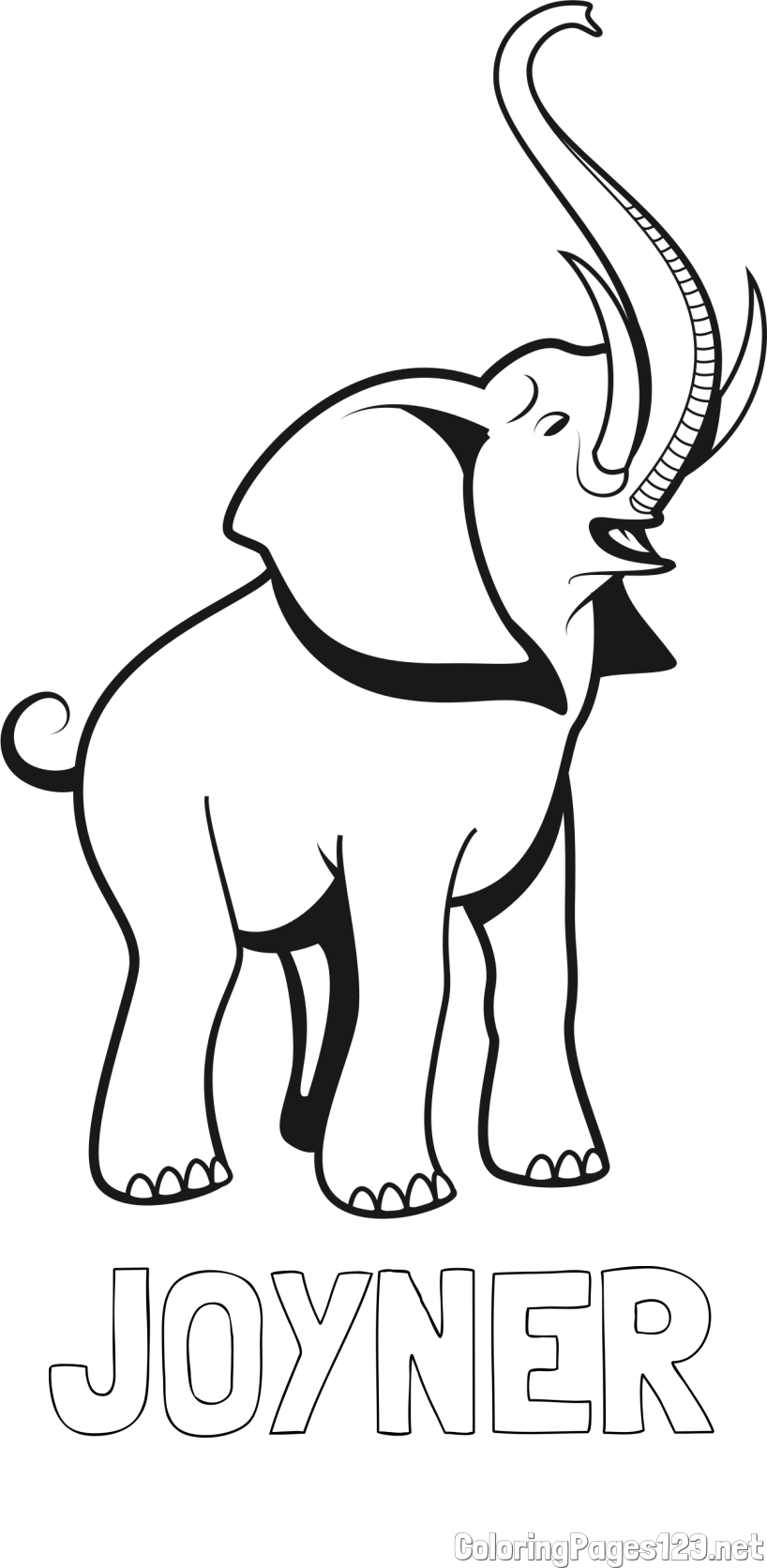 JOYNER Coloring Page alongside Playful Elephant Coloring Page