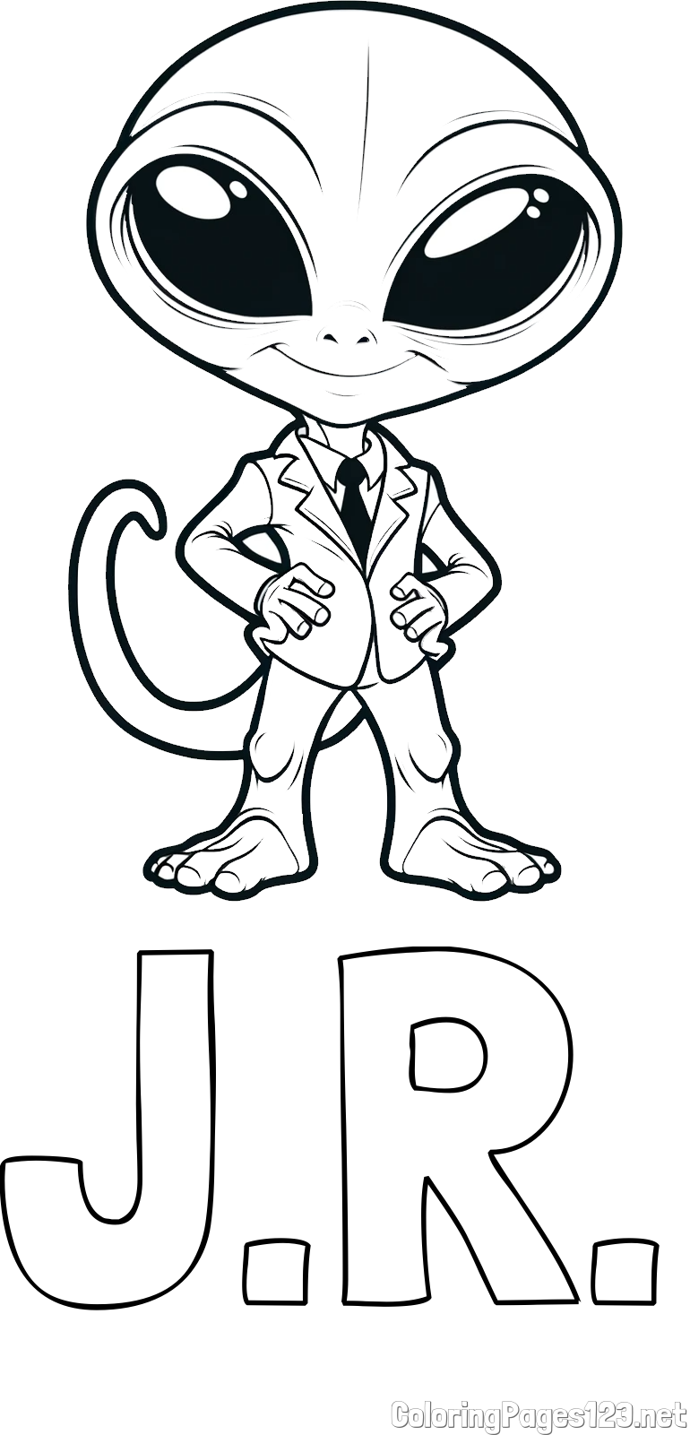 J.R. Coloring Page and Alien Coloring Page