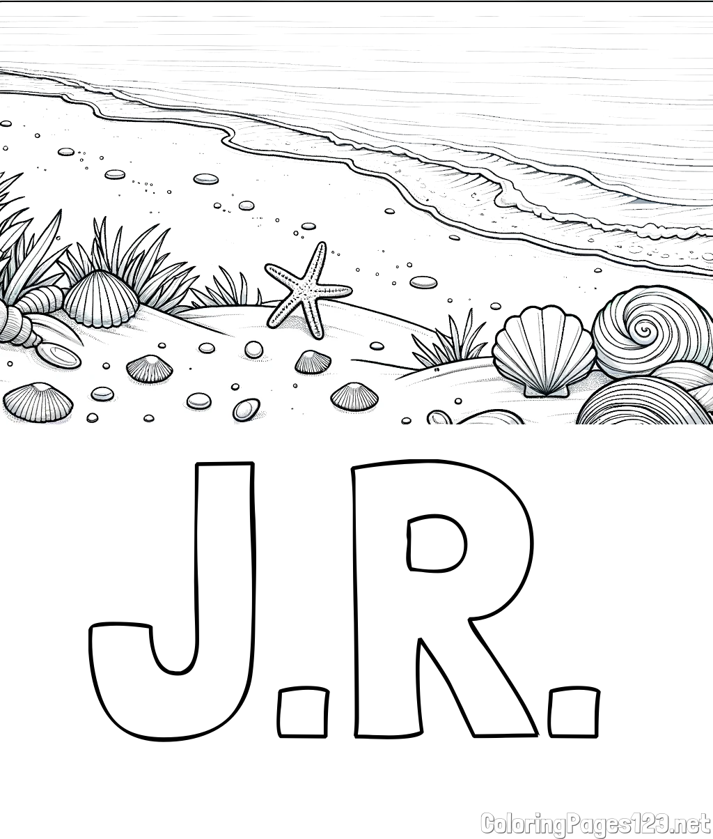 J.R. Coloring Page and Beautiful Seashore Coloring Page