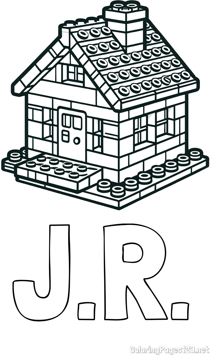 J.R. Coloring Page and LEGO House Coloring Page
