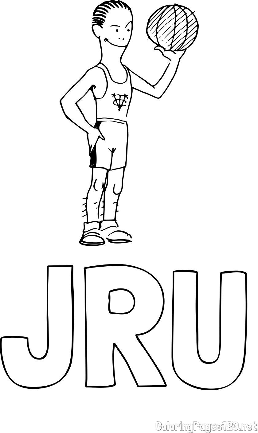 JRU Coloring Page and Easy Coloring Page of Basketball Player