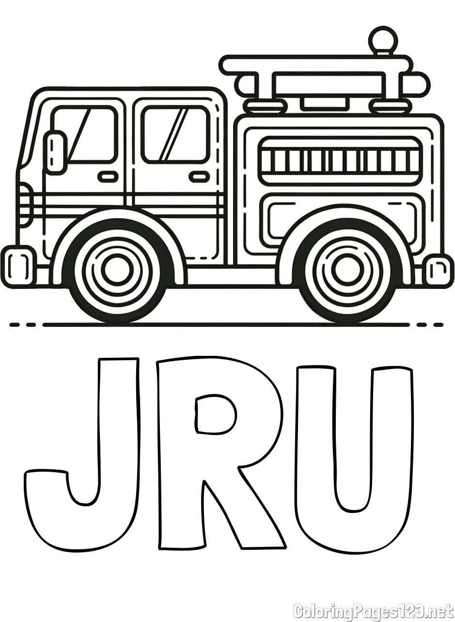 JRU Coloring Page and Easy Kids Coloring Page of a Fire Truck