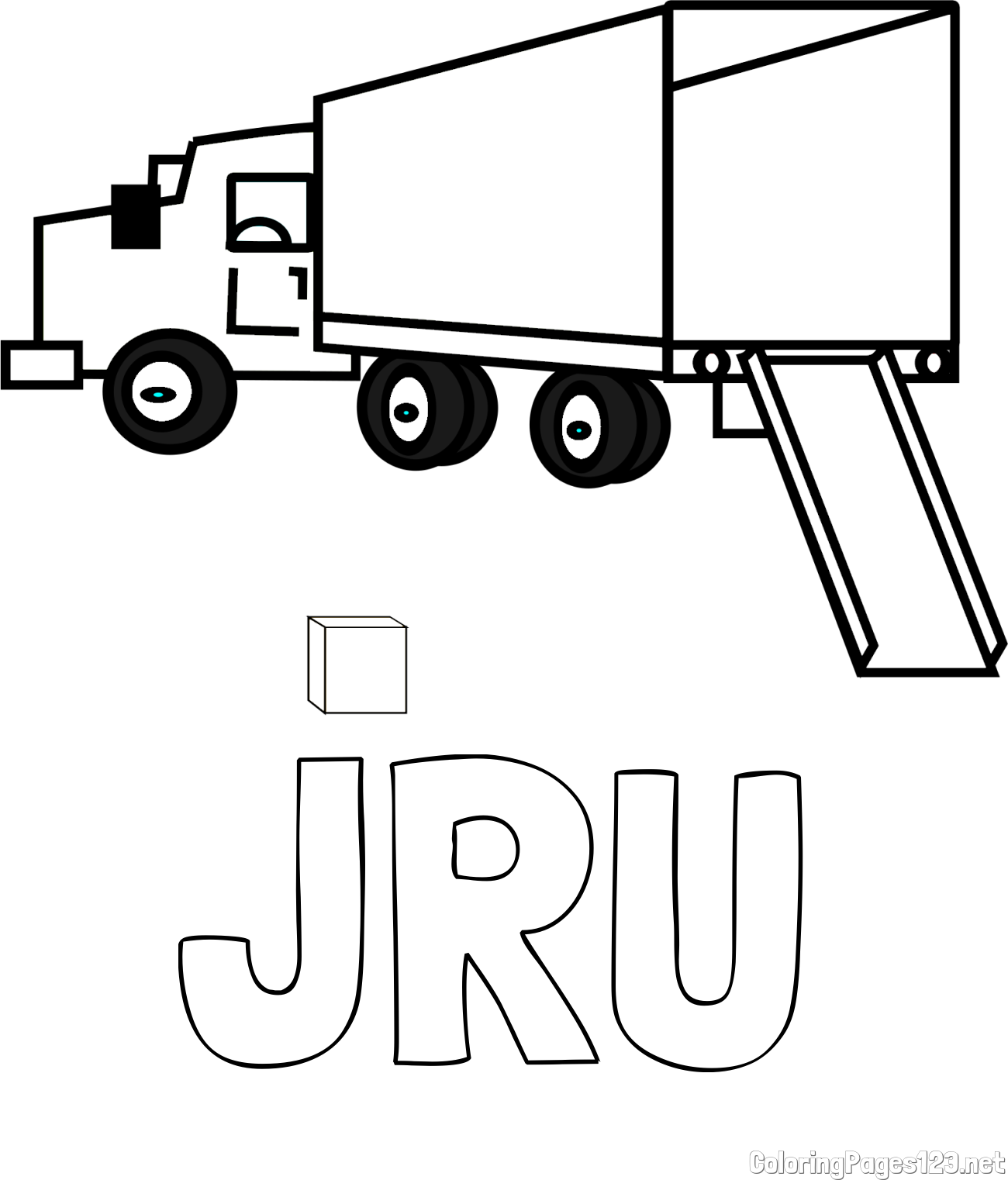 JRU Coloring Page and Kids' Truck Coloring Page with Open Trailer