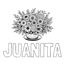 Online Created Coloring Page - JUANITA Coloring Page and Beautiful Bouquet of Flowers Coloring Page