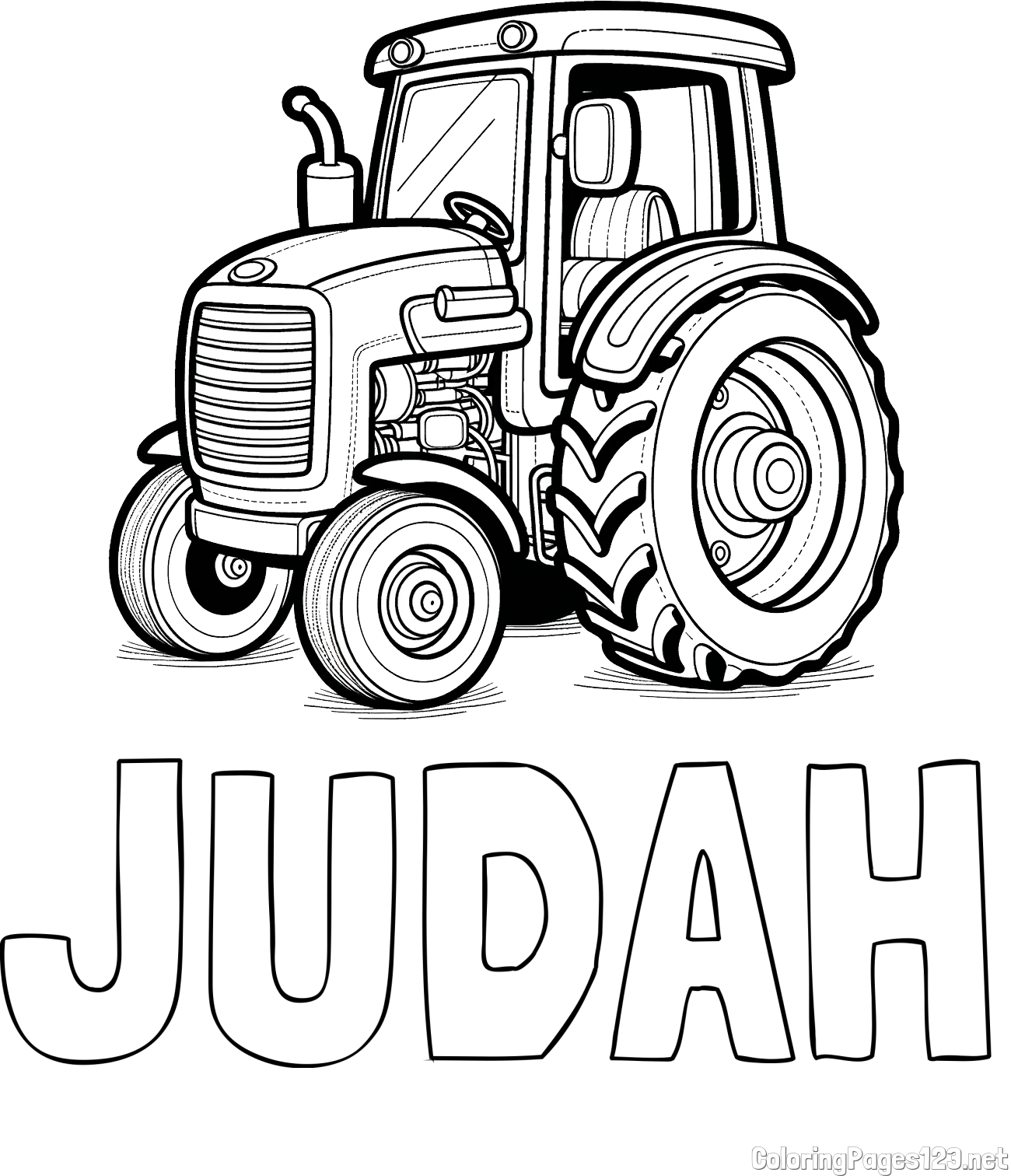 JUDAH Coloring Page and Tractor Coloring Page - Realistic and Beautiful