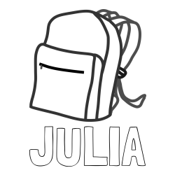 Online Created Coloring Page - JULIA Coloring Page and School Backpack Coloring Page