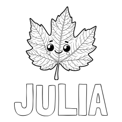 Online Created Coloring Page - JULIA Coloring Page and Smiling Leaf Coloring Page for Kids