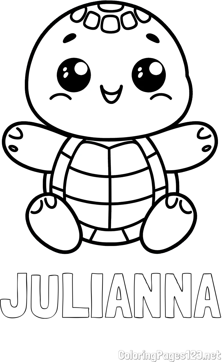 JULIANNA Coloring Page and Easy Coloring Page of Turtle