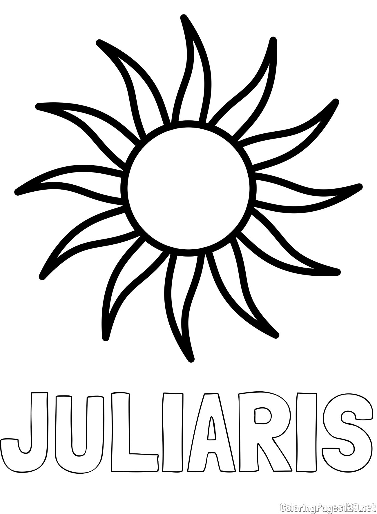 JULIARIS Coloring Page and Simple Sun Coloring Page for Kids