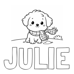 Online Created Coloring Page - JULIE Coloring Page and Coloring Page of an Adorable Puppy