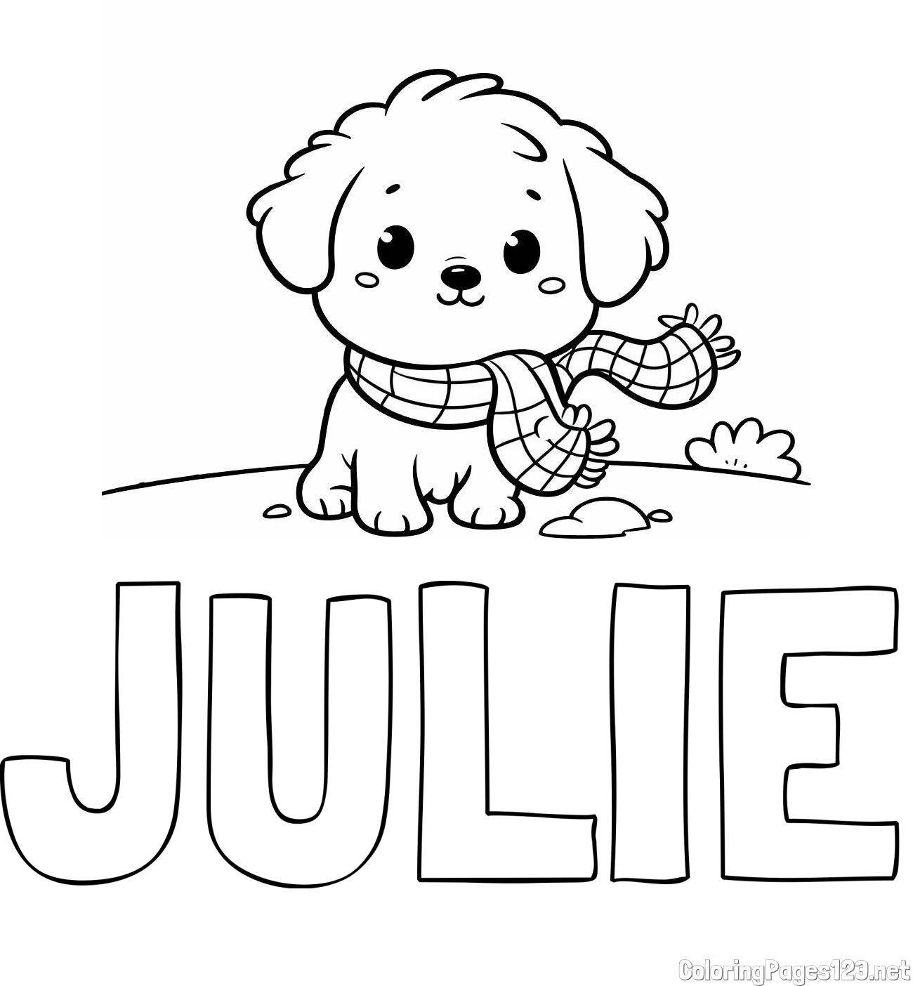 JULIE Coloring Page and Coloring Page of an Adorable Puppy