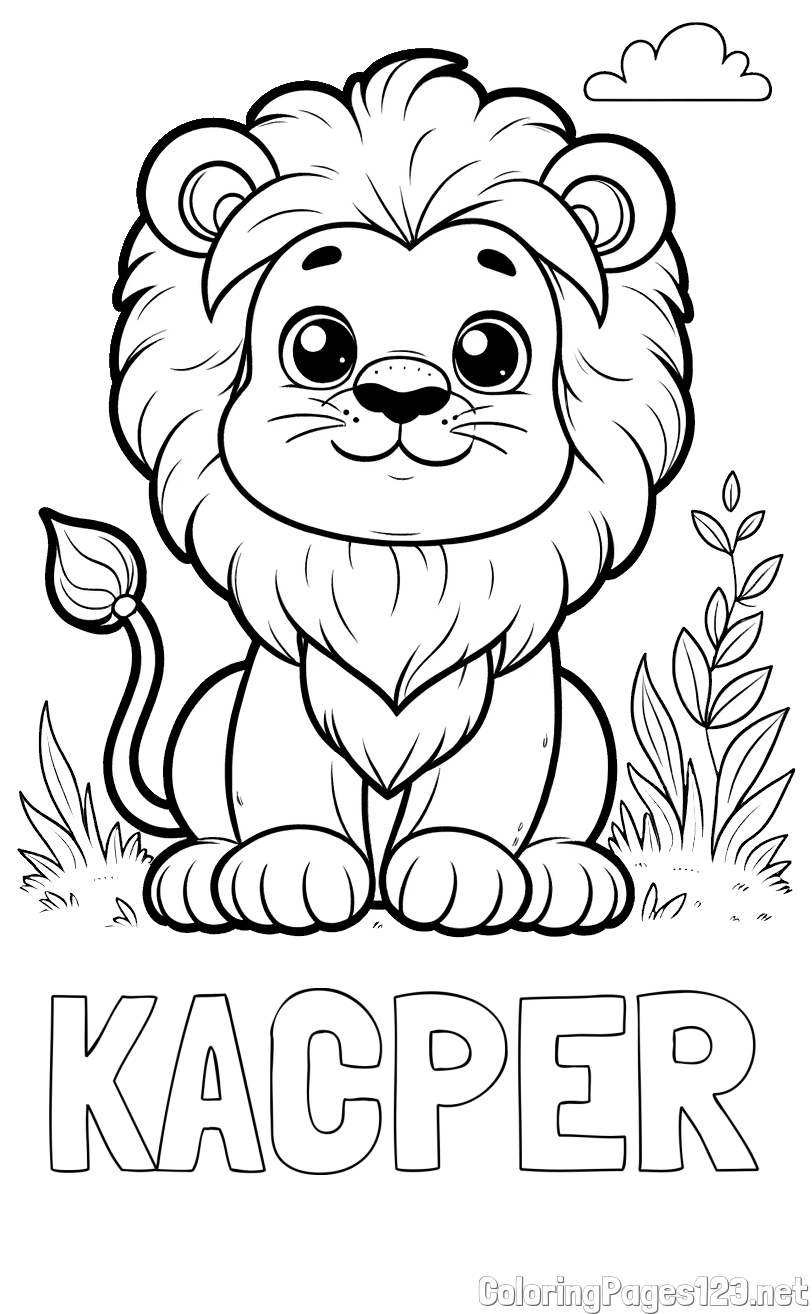 KACPER Coloring Page and Cute Baby Lion Coloring Page