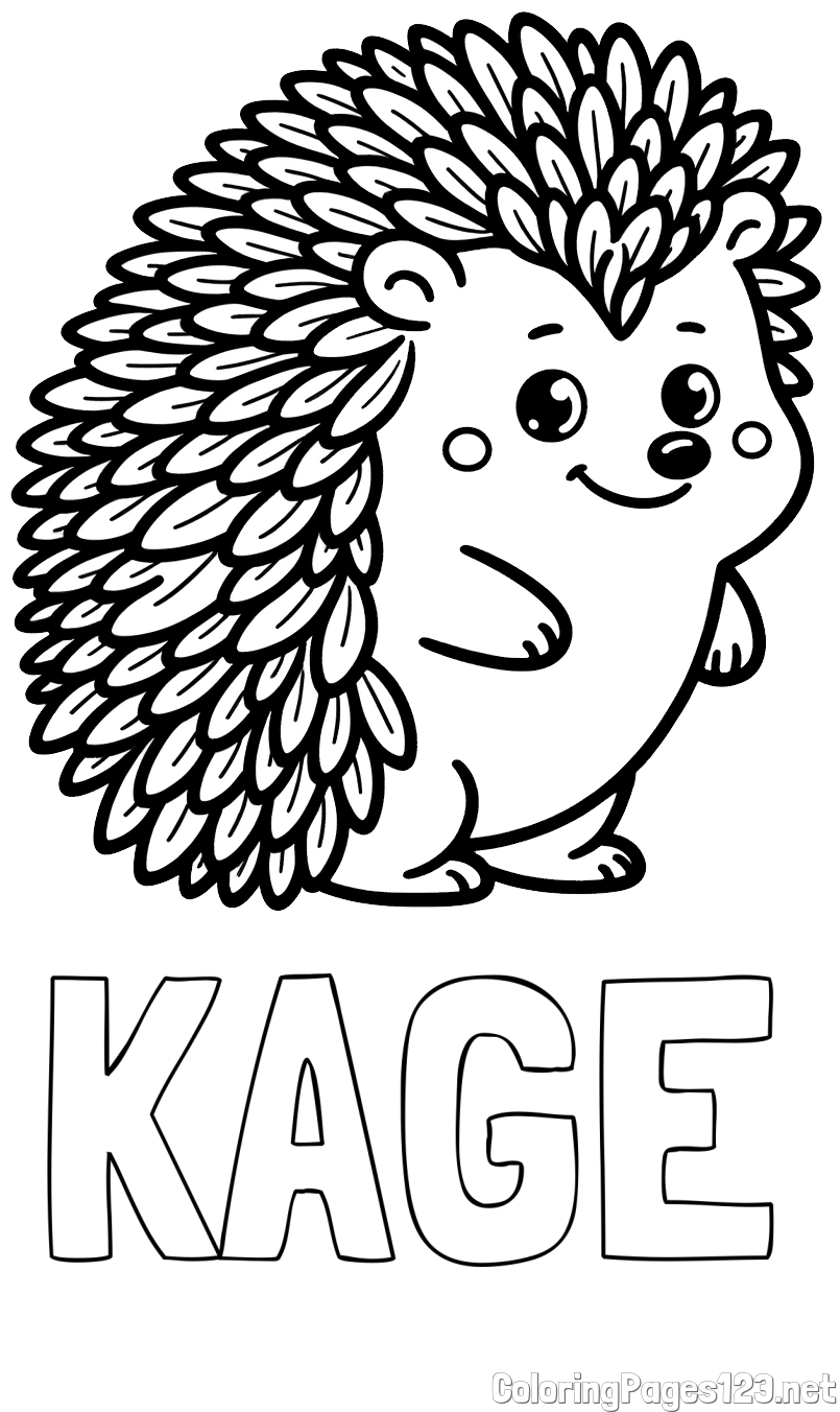 KAGE Coloring Page and Cute Hedgehog Coloring Page for Kids