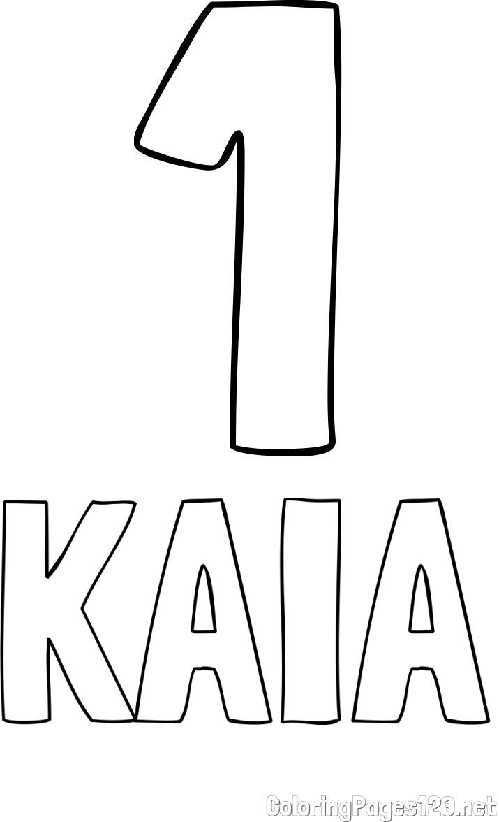 KAIA Coloring Page and Coloring Page of Number One (1)