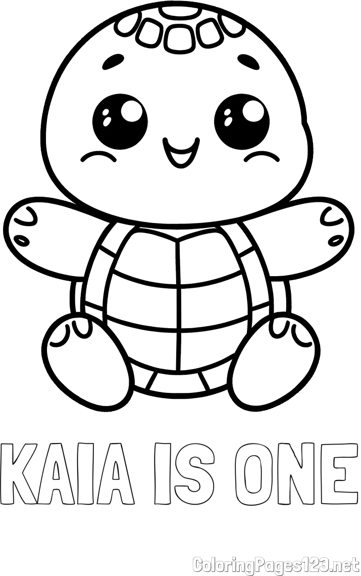 KAIA IS ONE Coloring Page and Easy Coloring Page of Turtle