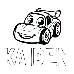 Online Created Coloring Page - KAIDEN Coloring Page and Children's Printable Coloring Page of a Racing Car