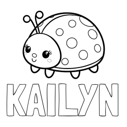 Online Created Coloring Page - KAILYN Coloring Page and Smiling Ladybug Coloring Page