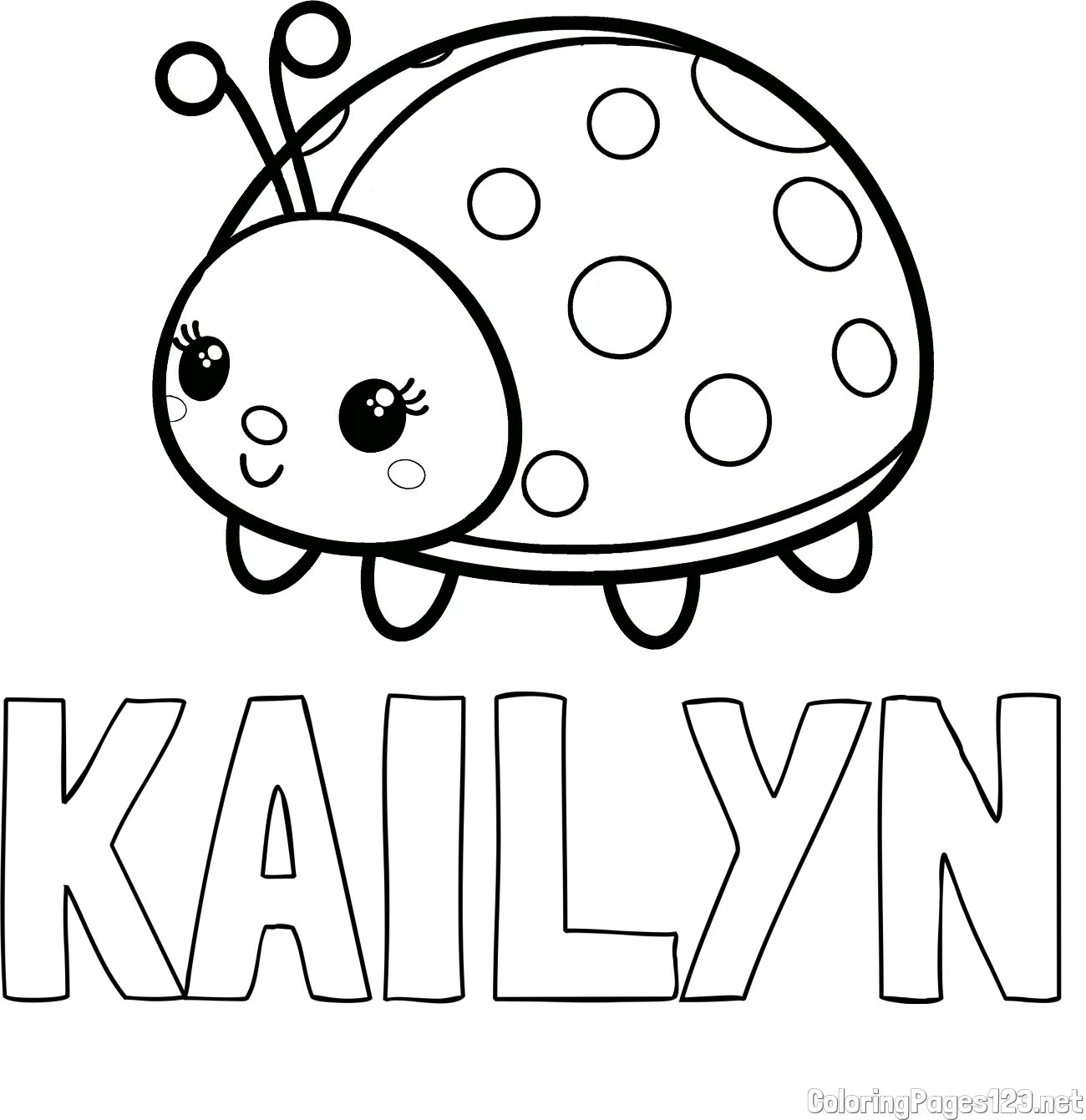 KAILYN Coloring Page and Smiling Ladybug Coloring Page