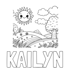 Online Created Coloring Page - KAILYN Coloring Page and Sunny Nature Coloring Page