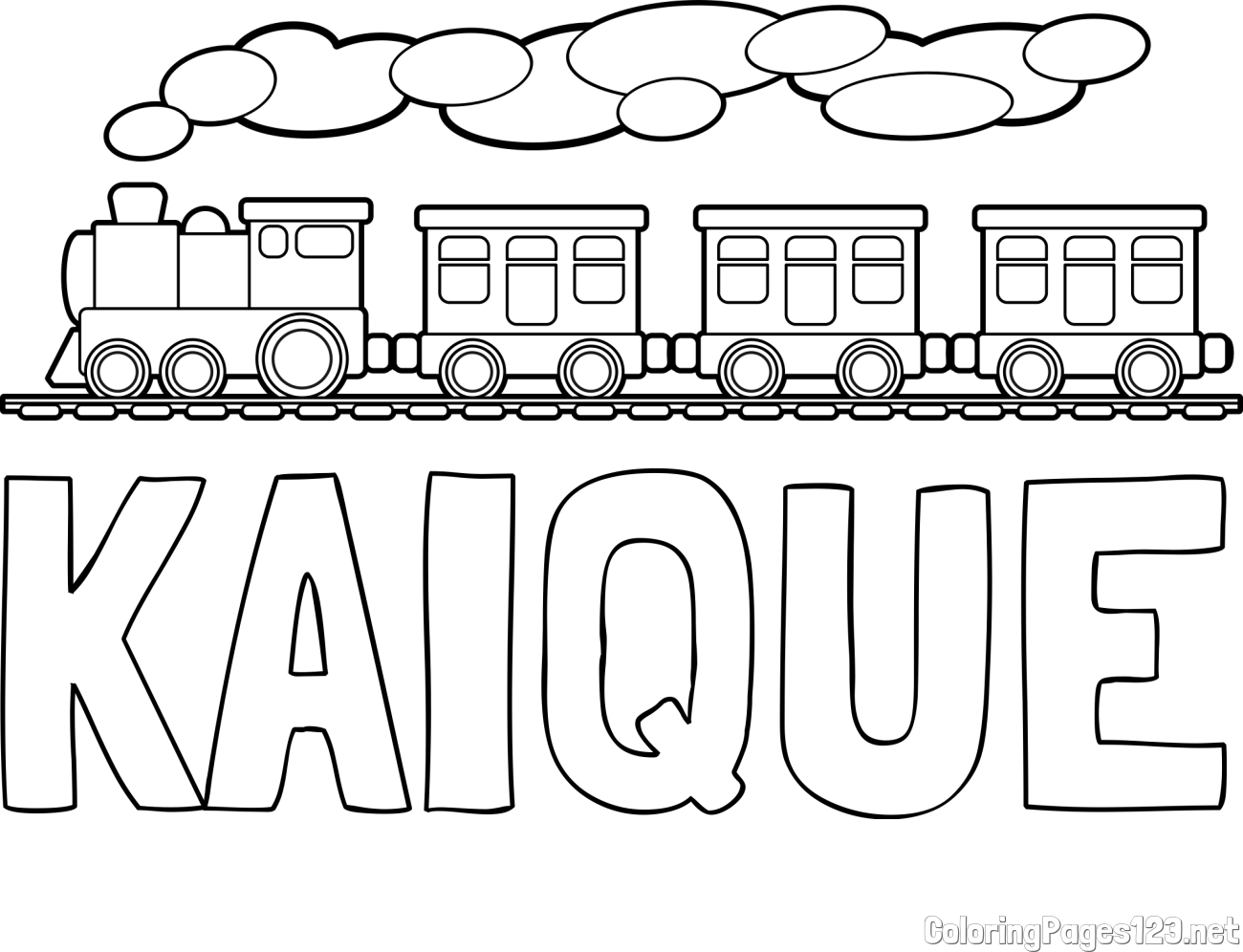 KAIQUE Coloring Page and Kids’ Steam Locomotive Coloring Page