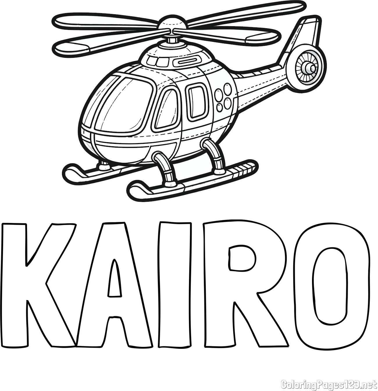 KAIRO Coloring Page and Coloring Page of a Helicopter
