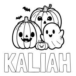 Online Created Coloring Page - KALIAH Coloring Page and Halloween Pumpkin and Ghost Coloring Page