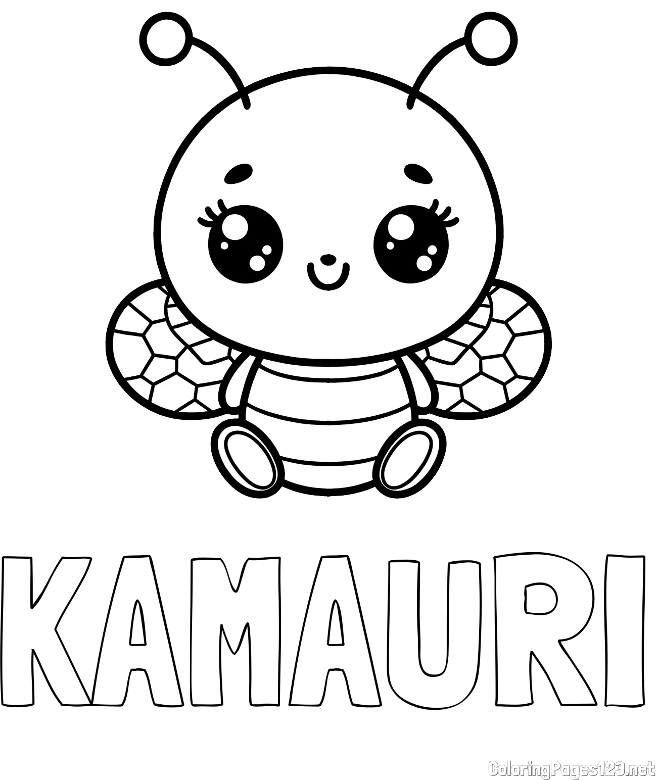 KAMAURI Coloring Page and Children's Coloring Page of a Cute Bee