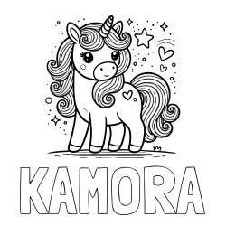 Online Created Coloring Page - KAMORA Coloring Page and Cute Unicorn Coloring Page