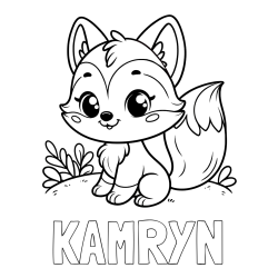 Online Created Coloring Page - KAMRYN Coloring Page and Cute Fox Coloring Page
