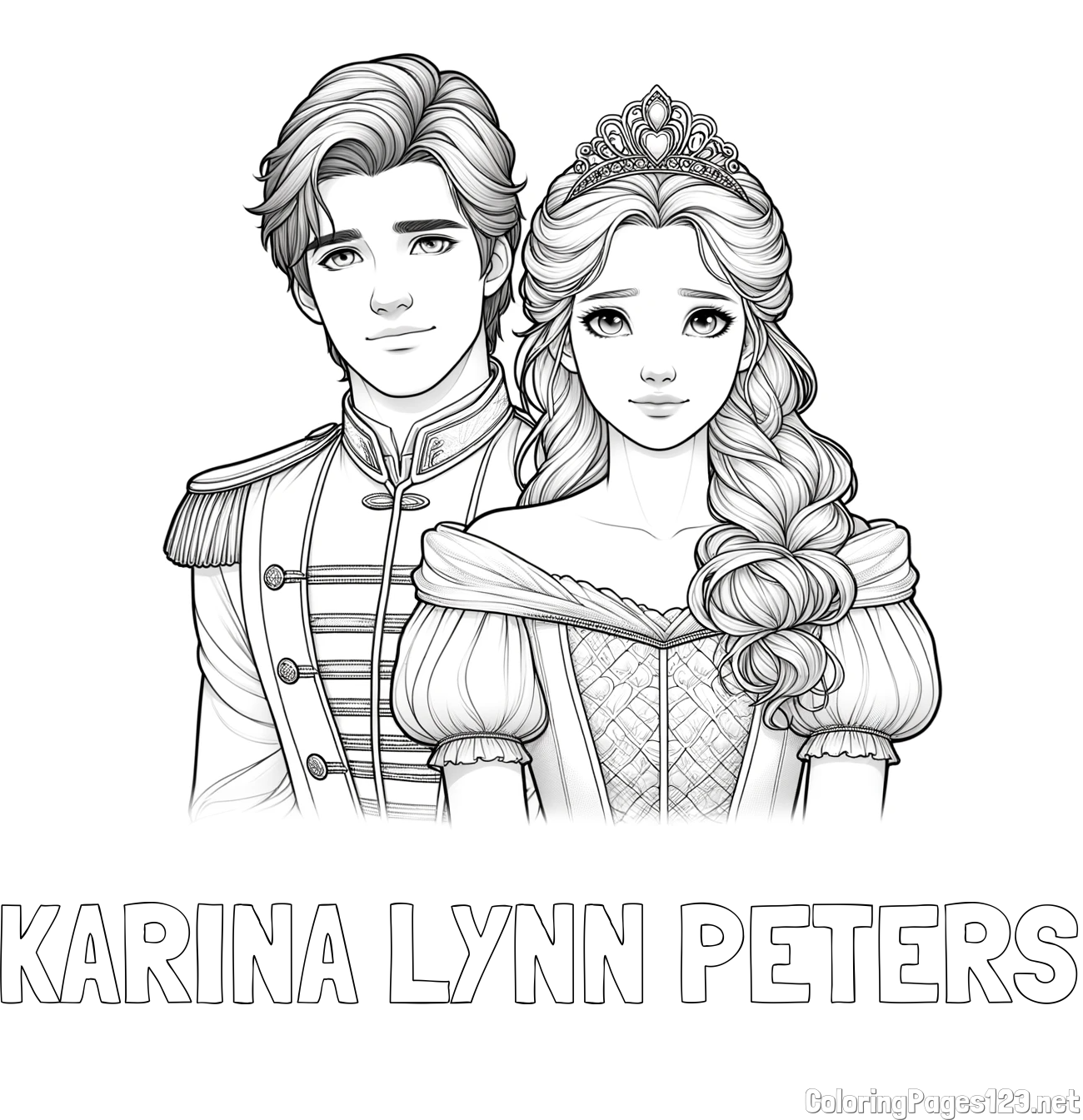 KARINA LYNN PETERS Coloring Page and Coloring Page of a Prince and Princess