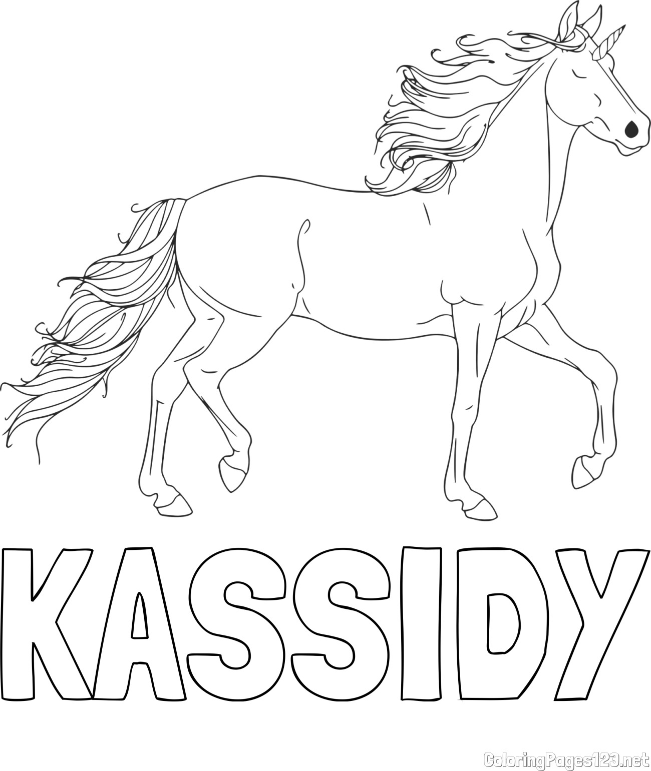 KASSIDY Coloring Page and Beautiful Unicorn Coloring Page