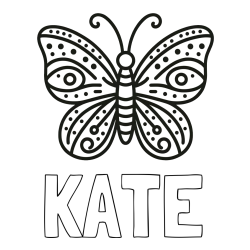Online Created Coloring Page - KATE Coloring Page and Butterfly Coloring Page (Simple)