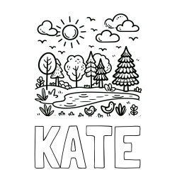 Online Created Coloring Page - KATE Coloring Page and Summer Coloring Page - Pond, Ducks and Forest