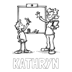 Online Created Coloring Page - KATHRYN Coloring Page and School Coloring Page of a Teacher and a Student