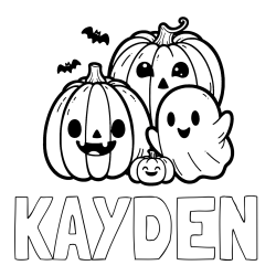 Online Created Coloring Page - KAYDEN Coloring Page and Halloween Pumpkin and Ghost Coloring Page