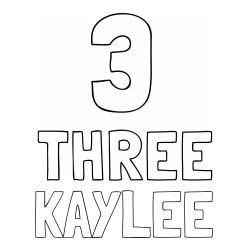 Online Created Coloring Page - KAYLEE Coloring Page and Coloring of the Number Three (3) with the Written Name