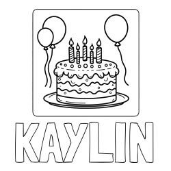 Online Created Coloring Page - KAYLIN Coloring Page and 5th Birthday Cake Coloring Page