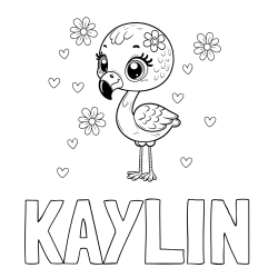 KAYLIN Coloring Page and Coloring Page of a Cute Flamingo with Flowers