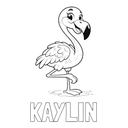 Online Created Coloring Page - KAYLIN Coloring Page and Coloring Page of a Cute Smiling Flamingo