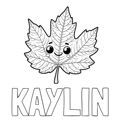 Online Created Coloring Page - KAYLIN Coloring Page and Smiling Leaf Coloring Page for Kids