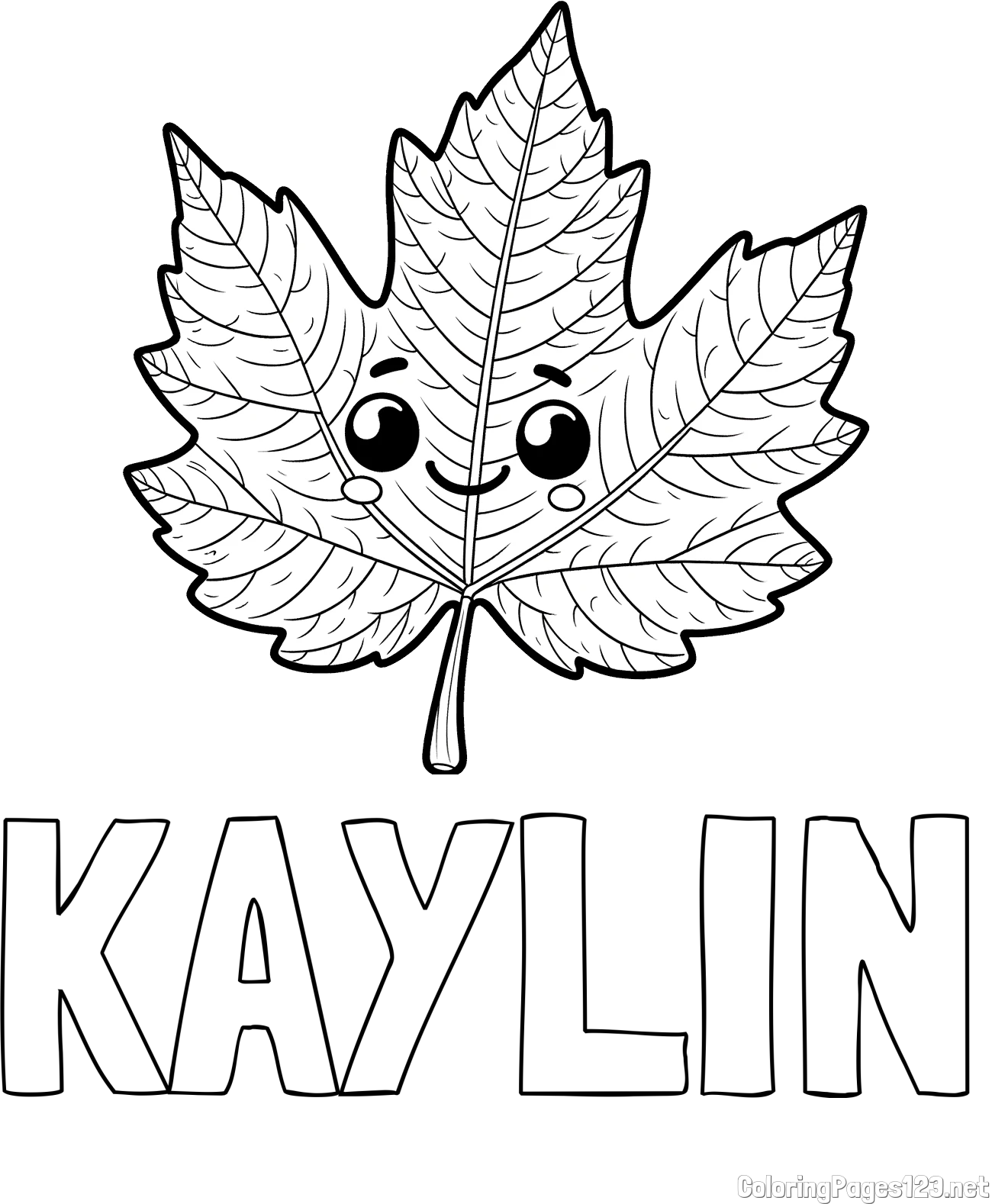 KAYLIN Coloring Page and Smiling Leaf Coloring Page for Kids