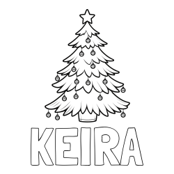 KEIRA Coloring Page and Christmas Tree with Star and Ornaments Coloring Page