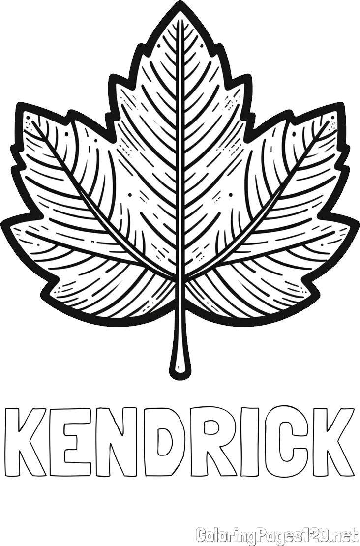 KENDRICK Coloring Page and Autumn Leaf Coloring Page