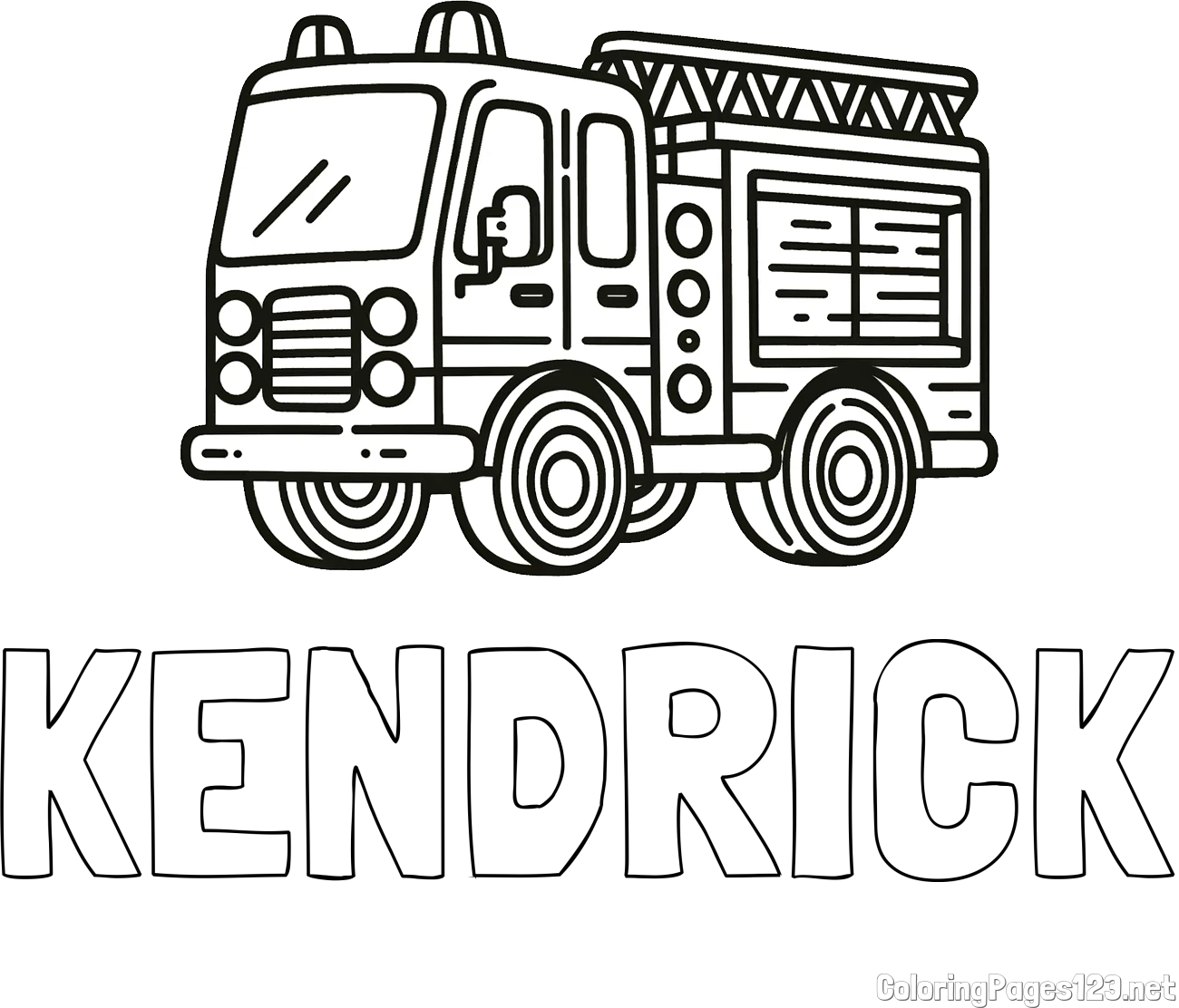 KENDRICK Coloring Page and Coloring page of a fire truck