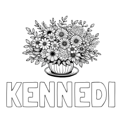 Online Created Coloring Page - KENNEDI Coloring Page and Beautiful Bouquet of Flowers Coloring Page
