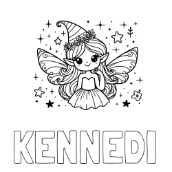 Online Created Coloring Page - KENNEDI Coloring Page and Coloring Page of a Cute and Smiling Magical Fairy