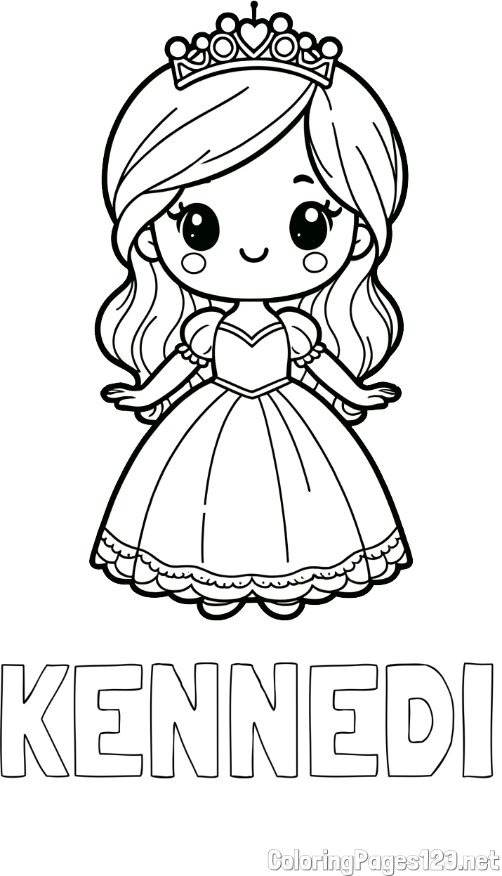 KENNEDI Coloring Page and Coloring Page of a Cute Princess