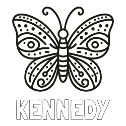 KENNEDY Coloring Page and Butterfly Coloring Page (Simple)